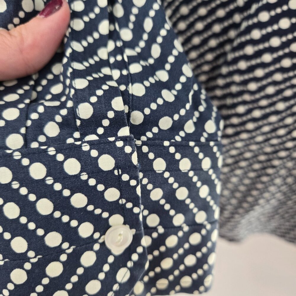 Talbots Petites Navy White Polka Dots Cotton Button Down Shirt Size 14P - Picture 5 of 11
